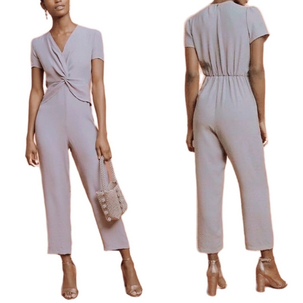 Amadi Anthropologie Jumpsuit Womens Medium Mauve NEW Twist‎ Front V-Neck CD-8234
